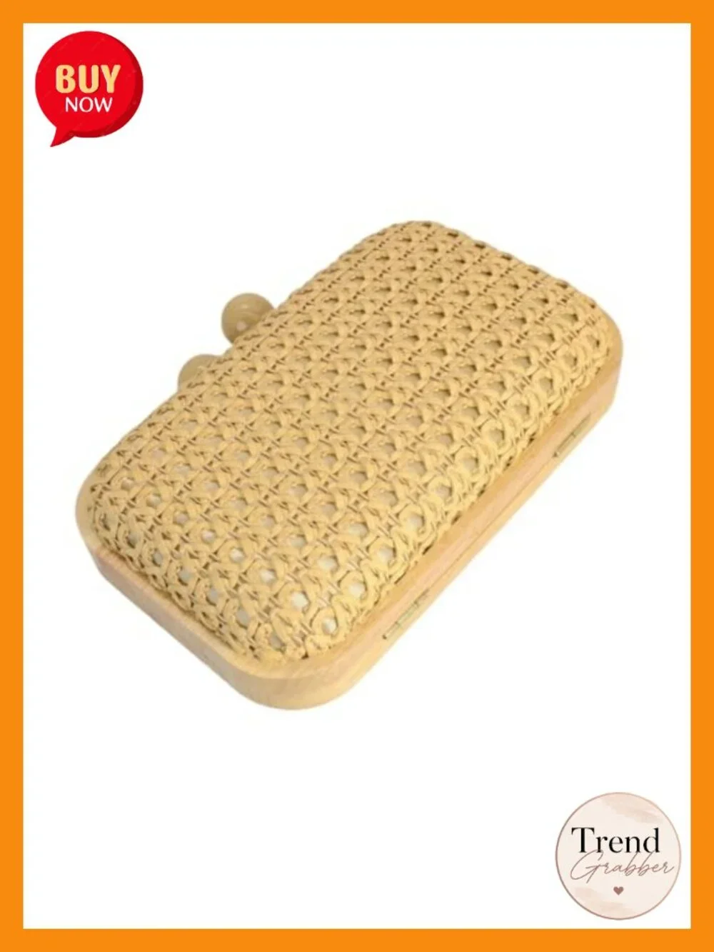 Handwoven Straw Clutch Purse Evening Bag with Detachable Strap